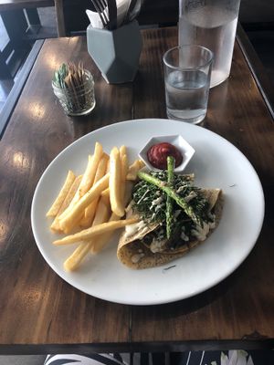 Spinach crepe!! at The Pitted Date in Playa Del Carmen