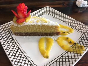Vegan lemon cheesecake  at The Pitted Date in Playa Del Carmen