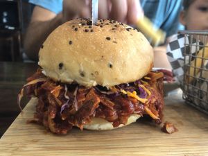 Jackfruit Burger at The Pitted Date in Playa Del Carmen