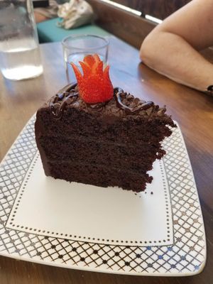 An amazing chocolate cake at The Pitted Date in Playa Del Carmen