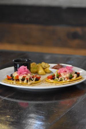 “Huevos” rancheros at The Pitted Date in Playa Del Carmen