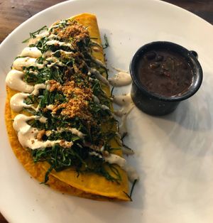 Plant based omelette  at The Pitted Date in Playa Del Carmen