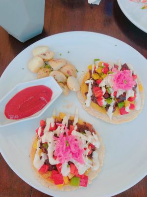 huevos de garbanzo y tofu  at The Pitted Date in Playa Del Carmen