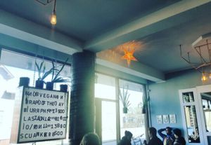 Cool hipster vegan spot at Kaffi Vinyl in Reykjavik
