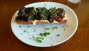 The Leslie. Messy, but oh-so-good. 
(Not for the olive-averse, to be certain.) at Kaffi Vinyl in Reykjavik