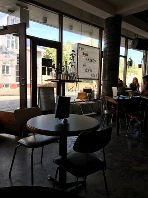 Front entrance at Kaffi Vinyl in Reykjavik