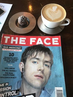 oatmilk cappucino and homemade bounty bar at Kaffi Vinyl in Reykjavik