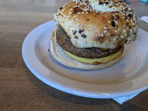 Viva Las Vegan on everything bagel at Flying Joe Coffee in Perrysburg