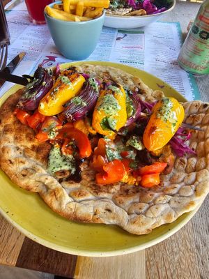 Vegan Roasted Pepper & Squash Flatbread at Edmundo Lounge in Bury St Edmunds