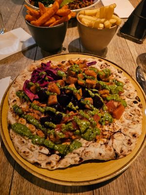 Vegan Beetroot and Sweet potato flatbread. at Edmundo Lounge in Bury St Edmunds