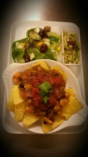 Vegan nachos: mixed bean chilli,homemade salsa,salad and green slaw  at Taste of Shrewsbury in Shrewsbury