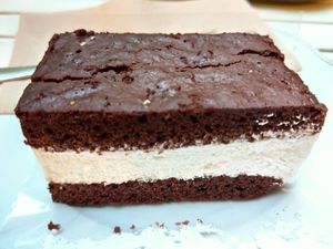 Brownie with a soy cream. at Ginko - Greenhouse in Graz