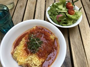 Lasagne mit Tomatenragout at Ginko - Greenhouse in Graz