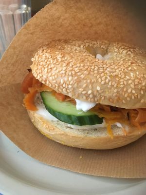 Carrot Lox bagel at Ginko - Greenhouse in Graz
