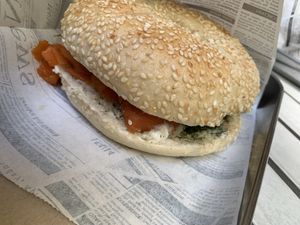 Carrot lox bagel   at Ginko - Greenhouse in Graz