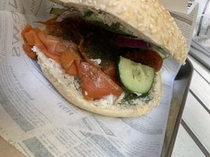 Carrot lox bagel - the inside😉 at Ginko - Greenhouse in Graz