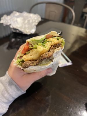 Vegan breakfast wrap  at Clint's Bakery in Breckenridge