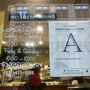 Hours at Cuong's Vegan Sandwiches in Boston