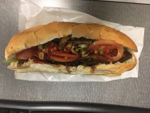 BBQ bahnmi glorious! at Cuong's Vegan Sandwiches in Boston