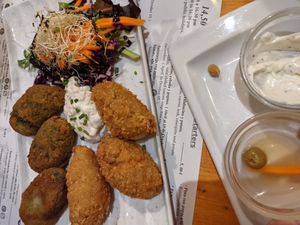 Croquettes (mix of both the spinach and mushroom)  at Hicuri in Granada
