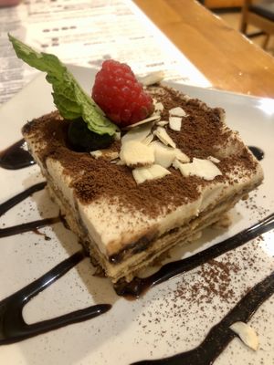 Almond tiramisu .  at Hicuri in Granada
