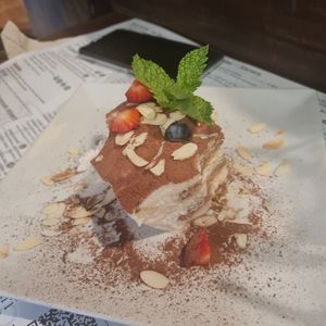 Almond tiramisu - perfect at Hicuri in Granada