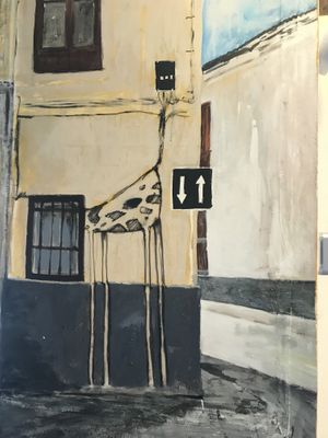 Famous graffiti artist on walls of restaurant   at Hicuri in Granada