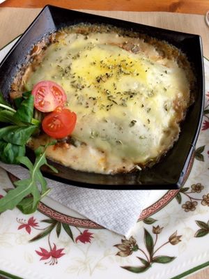 Vegan veggie lasagna at Hicuri in Granada