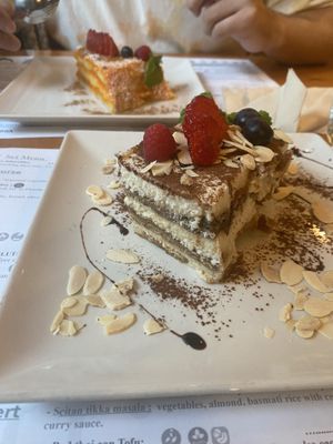 Tiramisu and carrot cake   at Hicuri in Granada