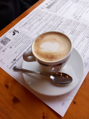Coffee with oat milk at Hicuri in Granada