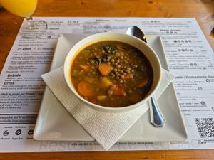 Perfect lentil soup at Hicuri in Granada