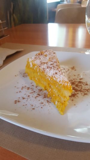 Carrot cake (part of the day menu desserts) at Hicuri in Granada