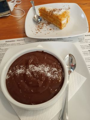 Chocolate and coconut custard and carrot cake at Hicuri in Granada
