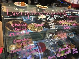 Blue = vegan options at Antoinette's Bakery in Dublin