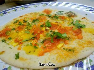 A rice flour vegan Indian pancake with vegetables at Swad Vegetarian Indian in Greenville