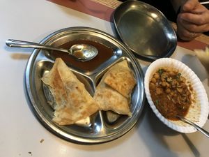 appetizers: samosa and tikka something I can’t remember.  at Swad Vegetarian Indian in Greenville