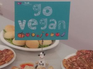 Go vegab for the animals.   at Loving Hut Hoa Dang in Hanoi