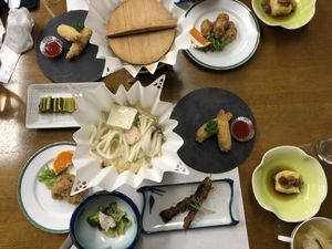 Yummy vegan feast at Hatoguruma Kawabata  in Nozawaonsen