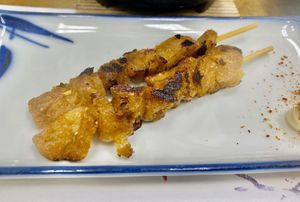 Grilled soy-based mock-meat at Hatoguruma Kawabata  in Nozawaonsen