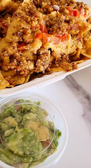 Nachos with walnut meat at Jacq N Diane's Juice Box in Holly