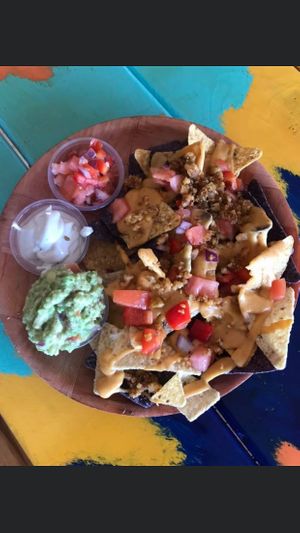 Vegan nachos 😋 at Jacq N Diane's Juice Box in Holly