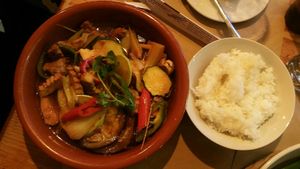 Vegetables with rice at Saigon Delice Restaurant in Valencia