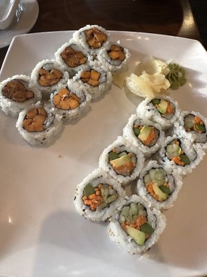 Sweet potato roll and vegetable roll  at Kelp in Tampa