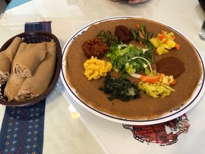 Vegetarian delight  at Tana Ethiopian Restaurant and Market in Anaheim