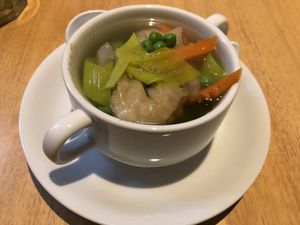 wonton soup  at Loving Hut in Hamburg