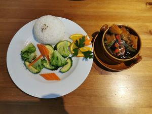 Fish stew at Loving Hut in Hamburg