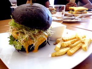 Burger with quinoa at LN Fortunate Coffee - Solaris Mont Kiara in Kuala Lumpur