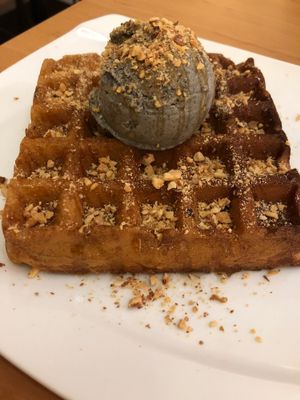 Waffle with Sesame Ice Cream at LN Fortunate Coffee - Solaris Mont Kiara in Kuala Lumpur