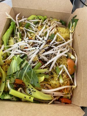 Turmeric glass noodles  at Screaming Carrots in Hallandale Beach