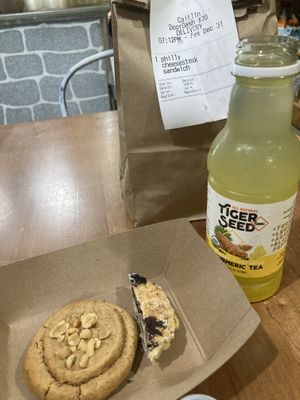 Peanut butter tahini cookie & ma’moun  at Screaming Carrots in Hallandale Beach